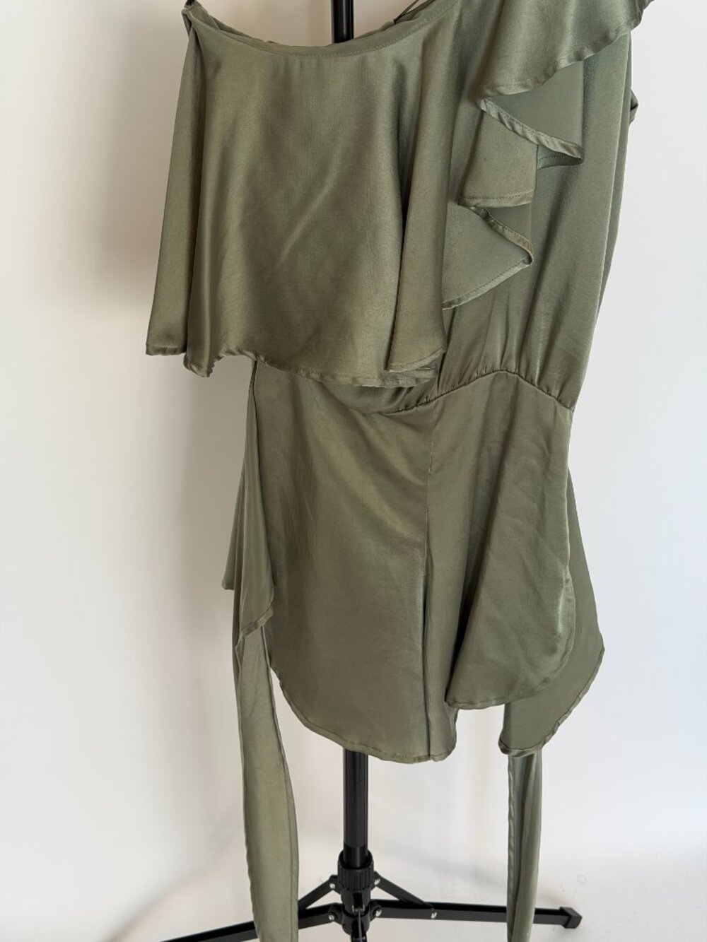 Olive Green Ruffle Romper - Picture 3 of 7